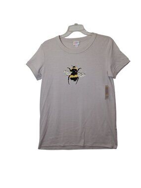 LuLaRoe Womens Gray T-Shirt With Yellow & Black Bee Graphic Size M